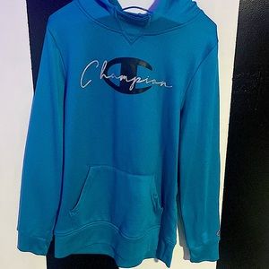 Champion teal hoodie girls size 14/16 barley worn great condition